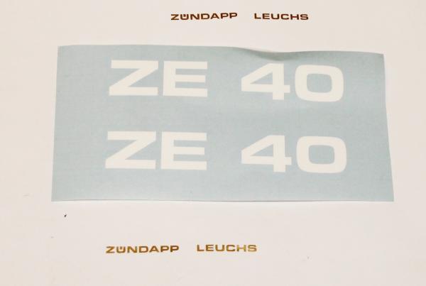 Zündapp Aufkleber 2 x " ZE 40 " Weiss Originalmaß Typ 460 Seitendeckel