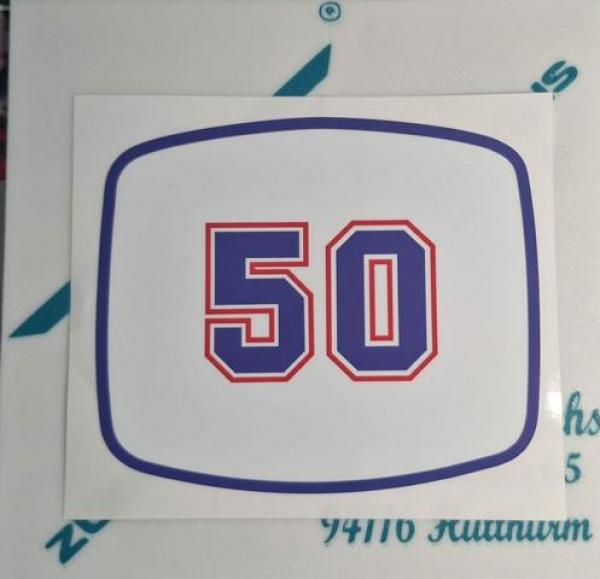 Zündapp Aufkleber " 50 " HAI 50 in Blau Rot / Weiß Typ 448 Lampenmaske 448-19.125
