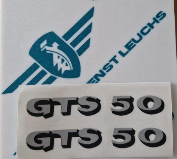 Zündapp Aufkleber 2x "GTS 50" Schrift Silber / Schwarz  Seitendeckel GTS 50 Typ 517 517-10.252