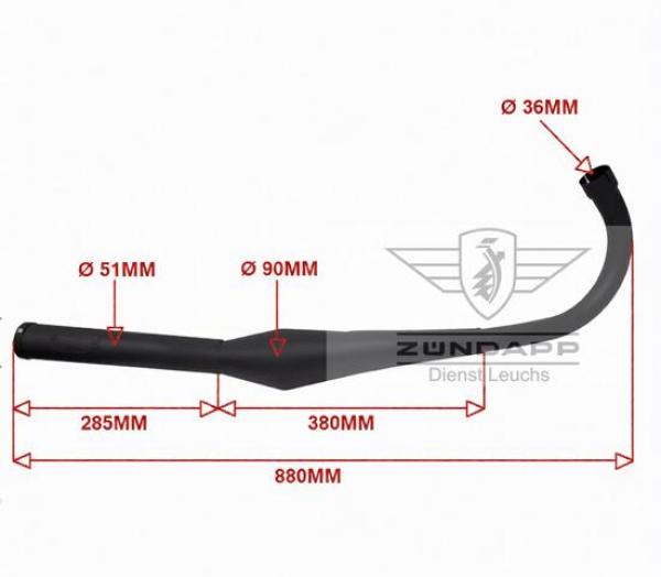 Zündapp Auspuff Tuning Bullet Evo-1 36mm Resonanzauspuff Blank Schwarz