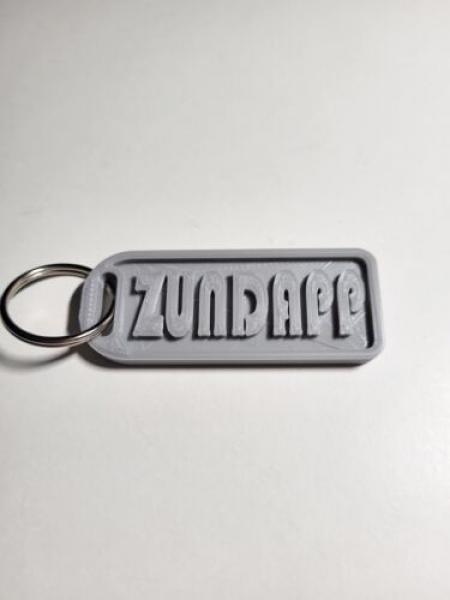 Zündapp Schlüsselanhänger Grau 3D Schrift Platte 59x20x5mm