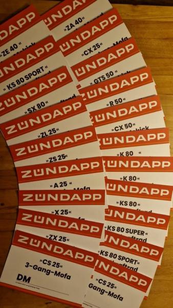 Zündapp Preischilder - Letztes Modell -