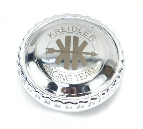 Kreidler Florett Tankdeckel 40mm chrom Racing Team Aufdruck