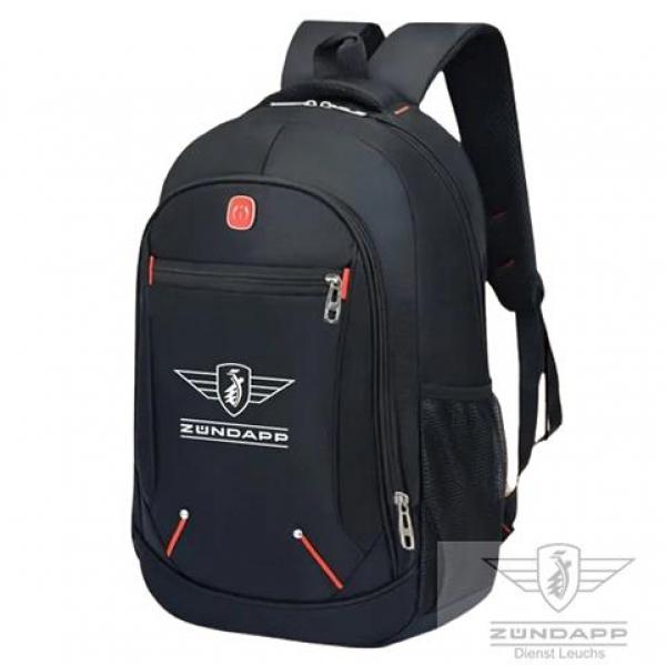 Großer Zündapp Rucksack 46 x 30 x 20cm Schwarz mit 3 Fächer und Aufdruck